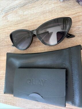 Quay Australia Black Cat Eye Sunglasses with Grey Tinted Lenses